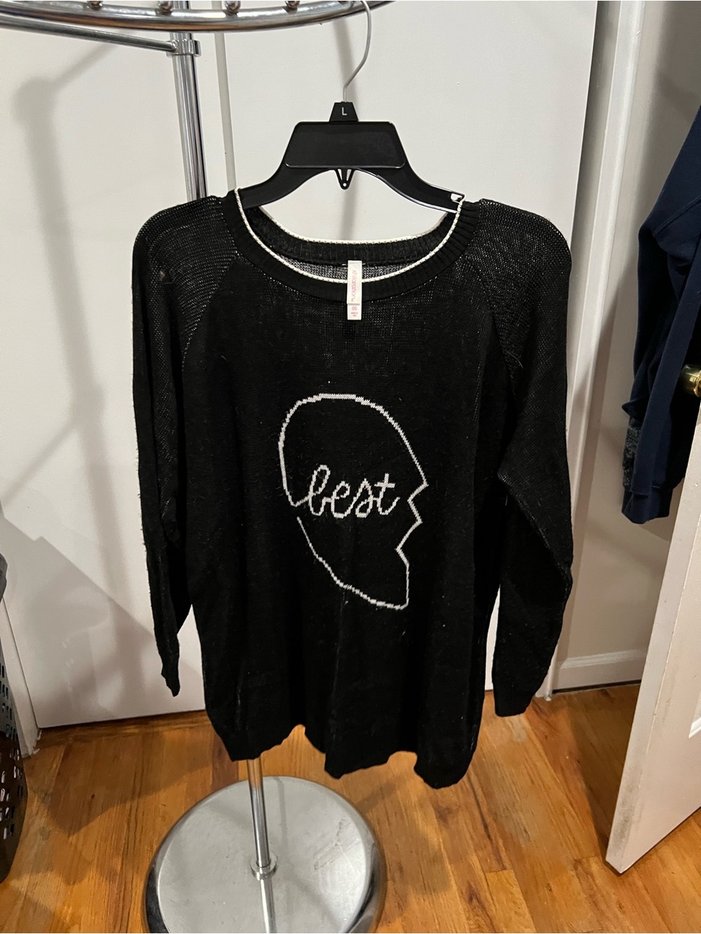 Xhilaration Black Graphic 'Best' Knit Sweater